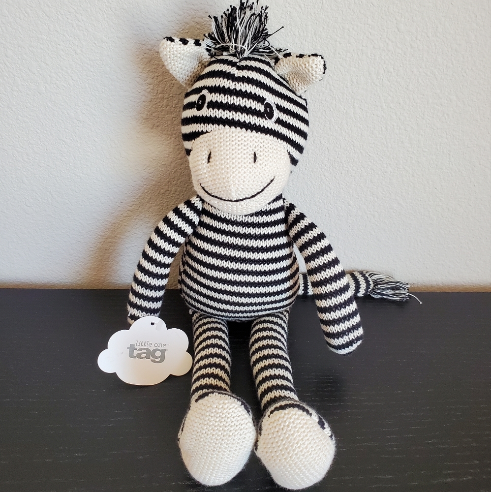 Tag Knit Zebra Plush Toy New